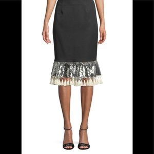 Sachin & Babi Noir Carsamba Sequin Tassel Skirt - Jet Black Size 0